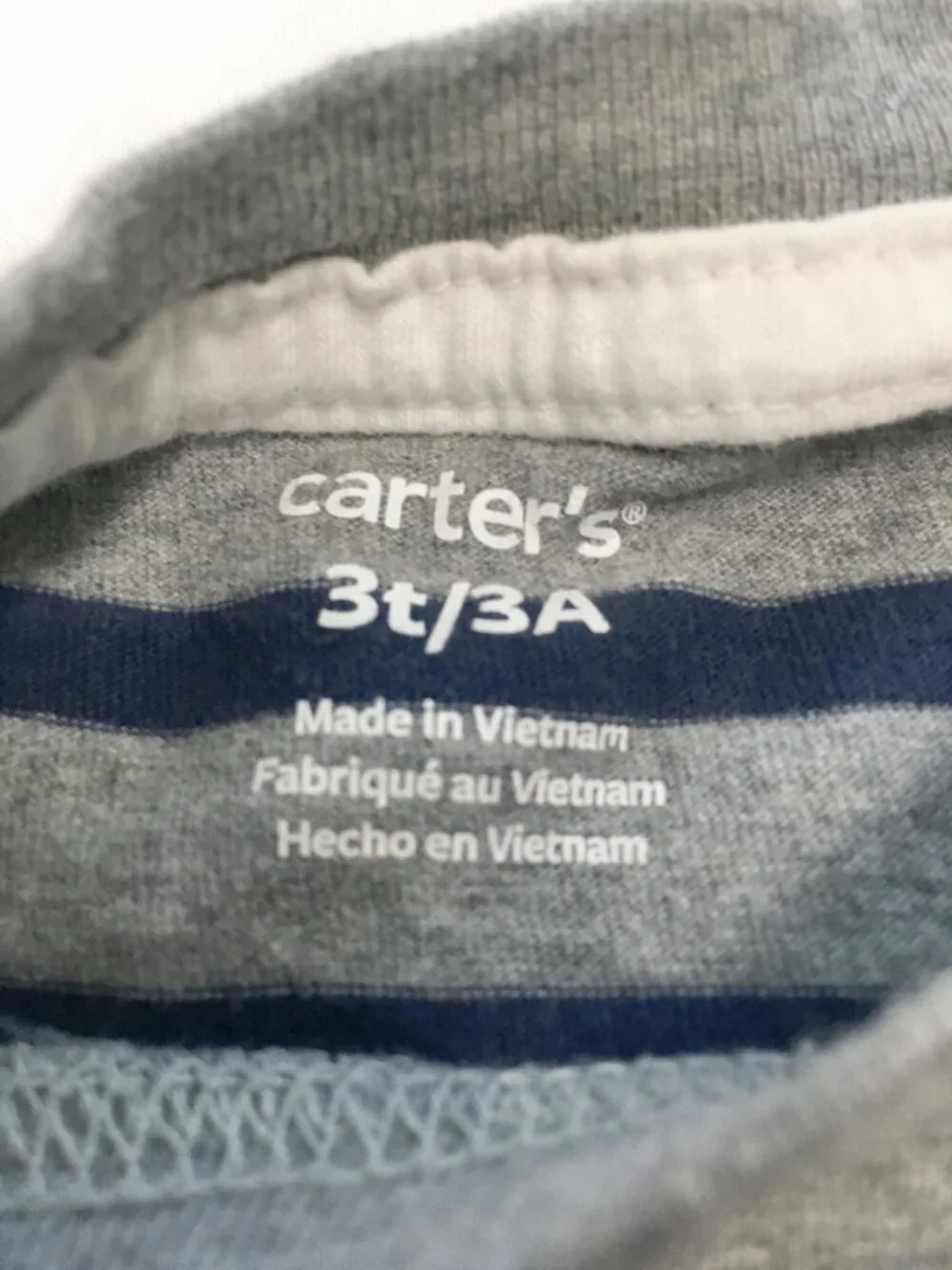 Carters Boy's Gray & Navy Striped T-Shirt Size 3T
